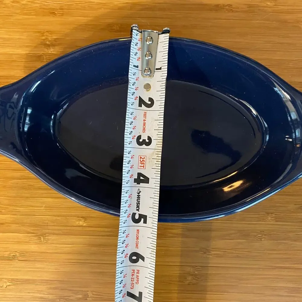 Hall Pottery 528 Cobalt Blue Au Gratin‎ Casserole Baking Dish FLAWLESS!